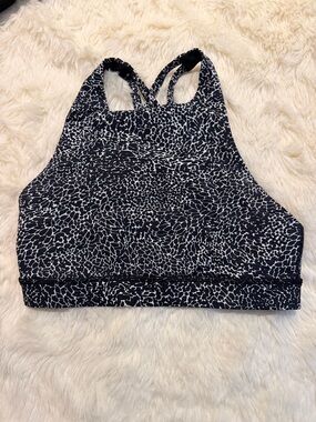 Lululemon High Neck Black & White Printed Sports Bra